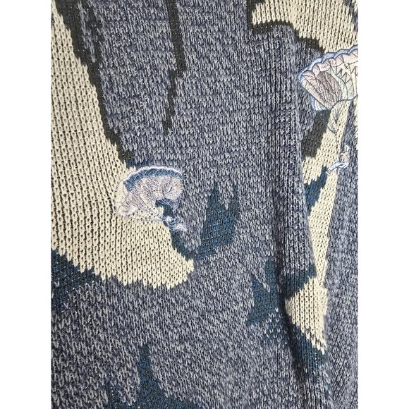 Fine Line Womens Vintage Knit Sweater 80s- Parasailing embroidery Detail- Size L - Picture 2 of 10